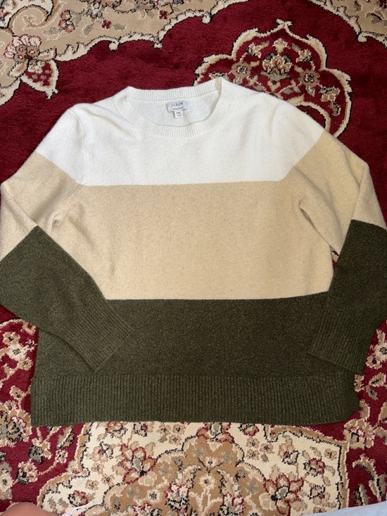J. Crew Sweaters - J. Crew Colorblock Crewneck Sweater - White, Cream & Olive. Extra soft